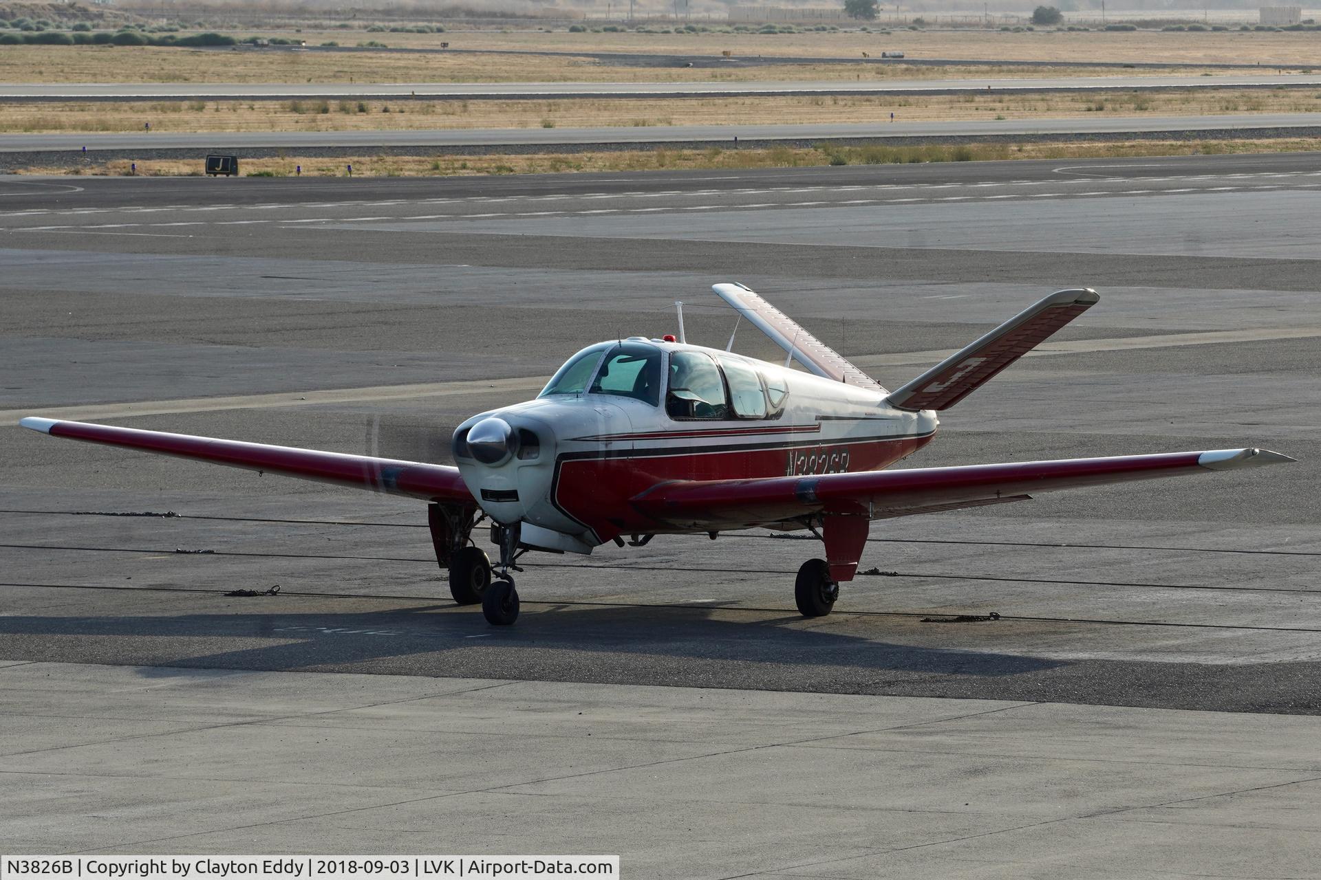 N3826B, 1955 Beech F35 Bonanza C/N D-4091, Livermore Airport California 2018.