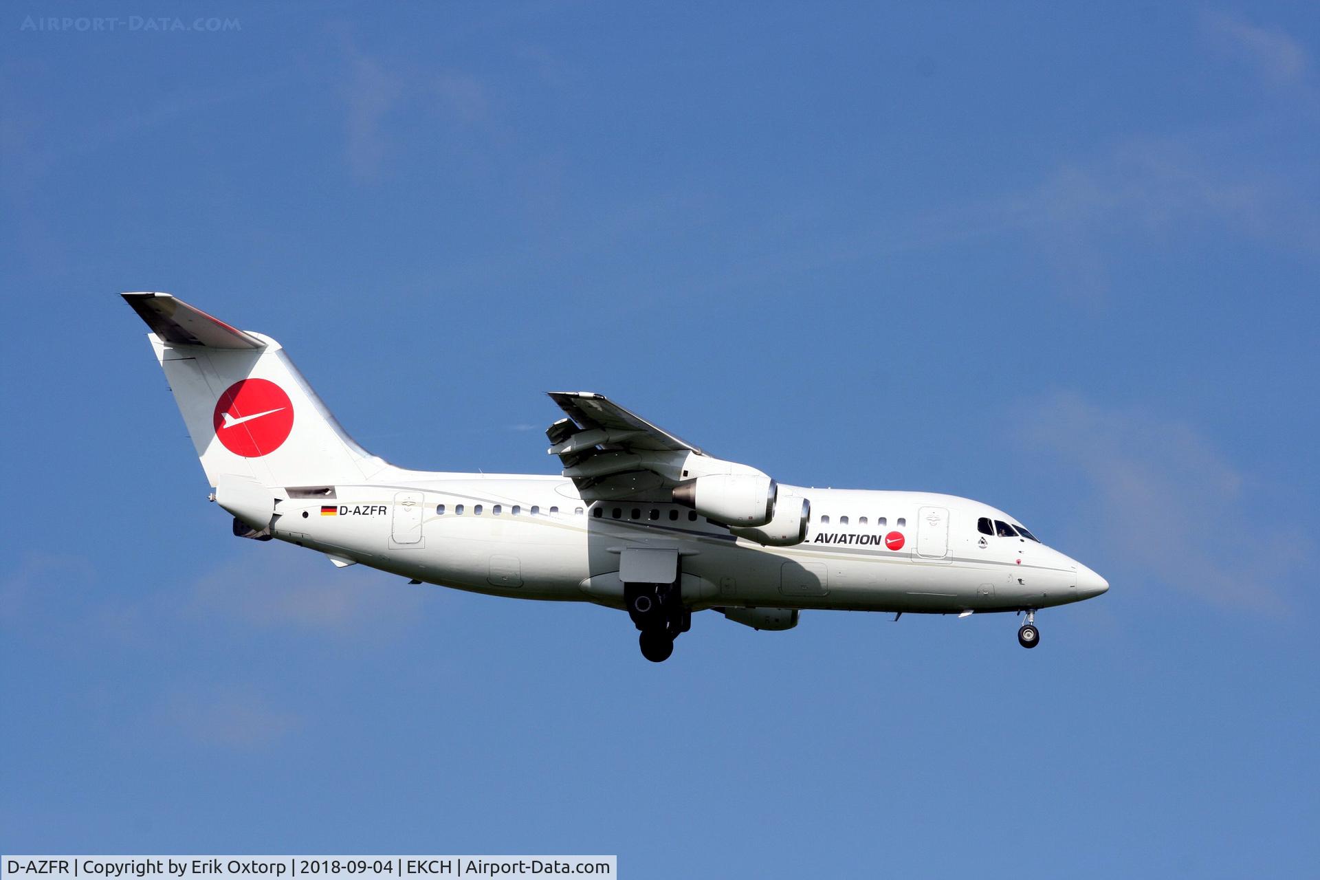 D-AZFR, 1988 British Aerospace BAe.146-200 C/N E2108, D-AZFR operating for SAS,  landing rw 04L