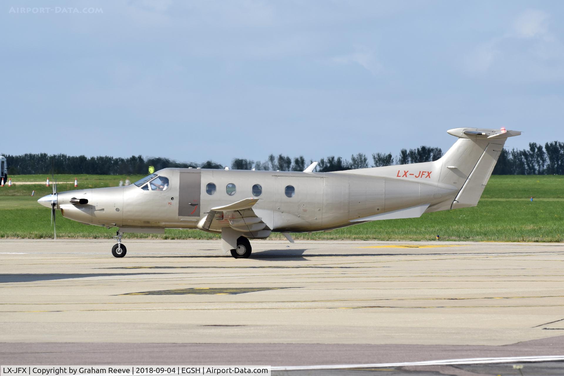 LX-JFX, 2014 Pilatus PC-12/47E C/N 1510, Just landed at Norwich.