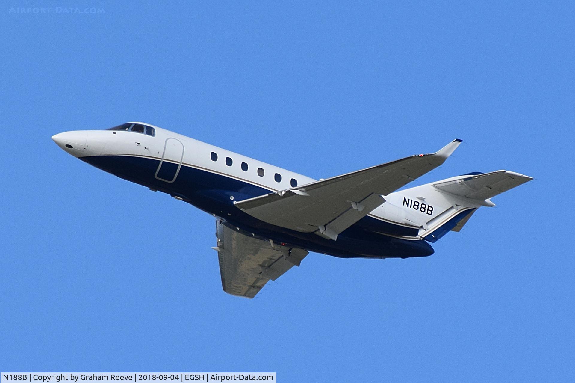 N188B, 2006 Raytheon Hawker 850XP C/N 258822, Departing from Norwich.
