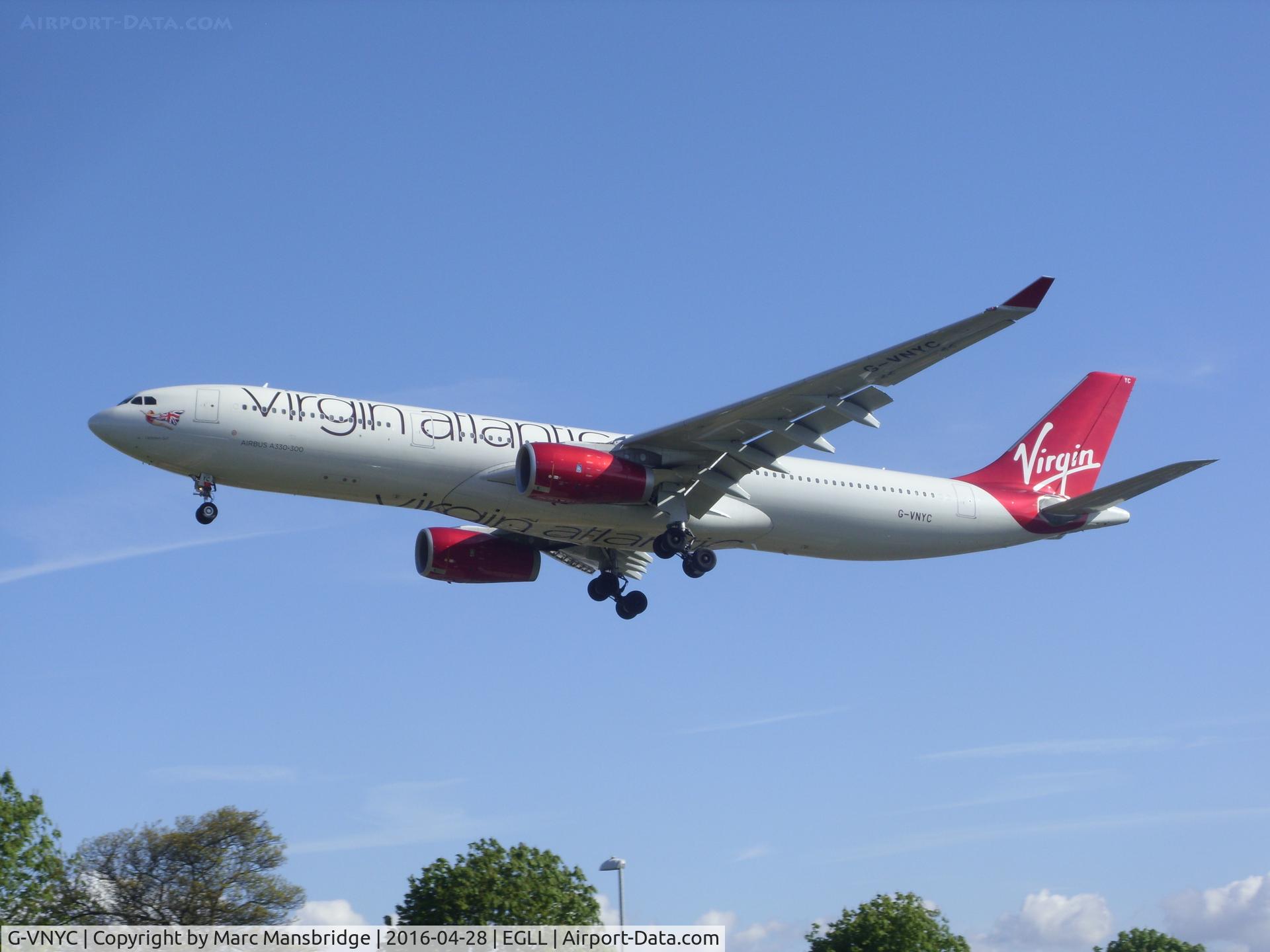 G-VNYC, 2012 Airbus A330-343X C/N 1315, Landing runway 27L at Heathrow airport EGLL