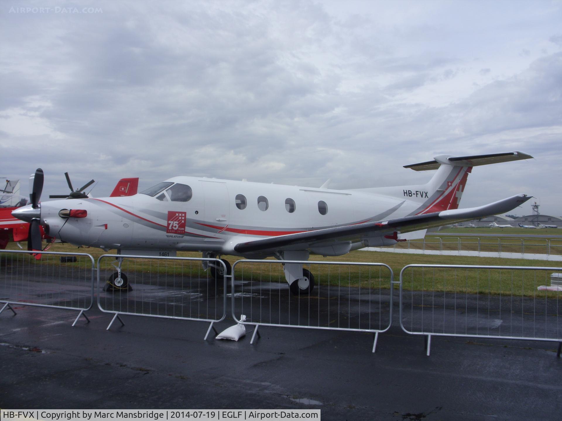 HB-FVX, 2014 Pilatus PC-12/47E C/N 1461, Parked at the Farnborough airshow EGLF