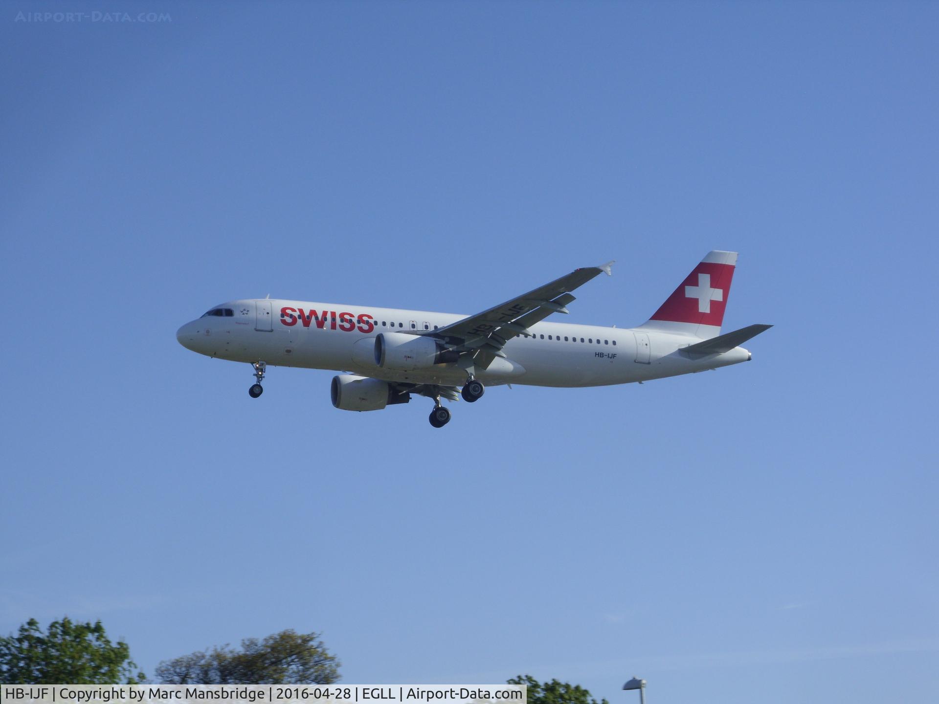 HB-IJF, 1995 Airbus A320-214 C/N 562, Landing runway 27L at Heathrow airport EGLL