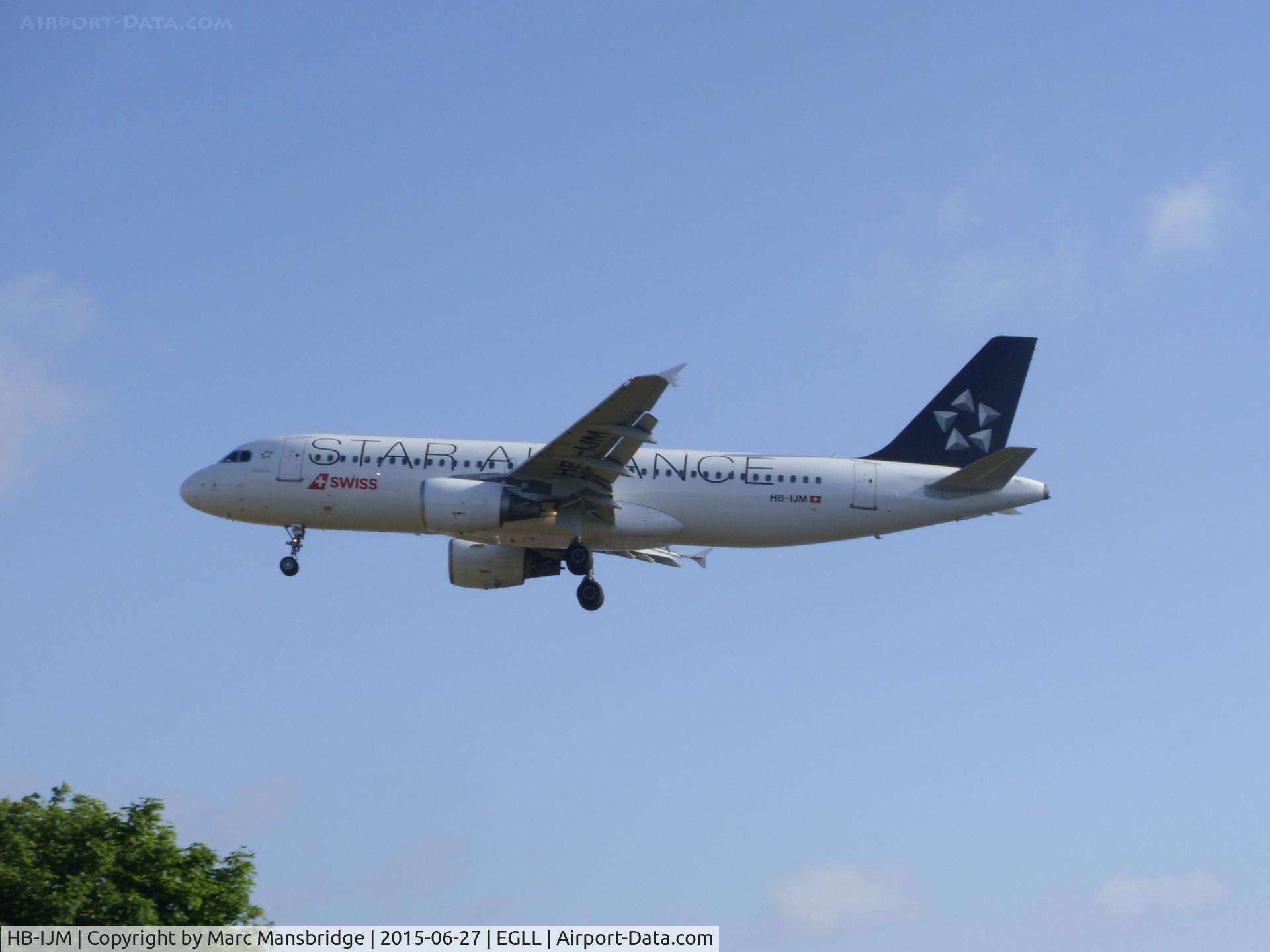 HB-IJM, 1996 Airbus A320-214 C/N 635, Landing runway 27L at Heathrow airport EGLL