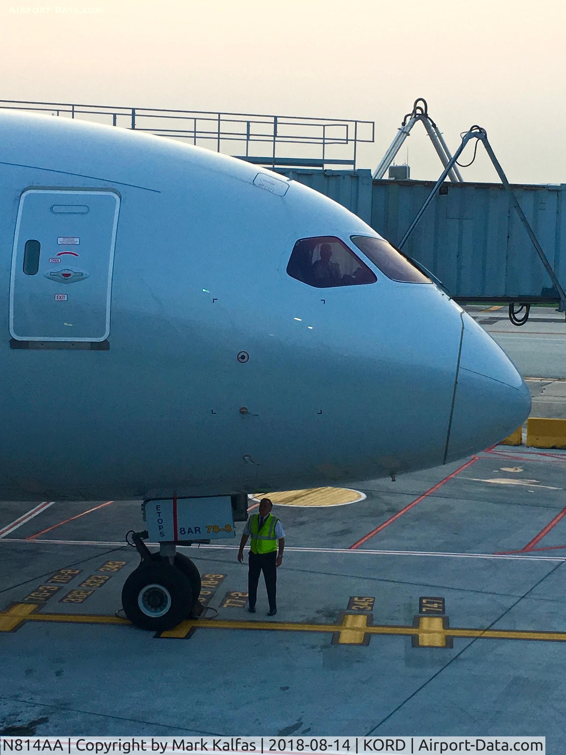 N814AA, 2016 Boeing 787-8 Dreamliner C/N 40632, N814AA preparing for an early morning departure at KORD