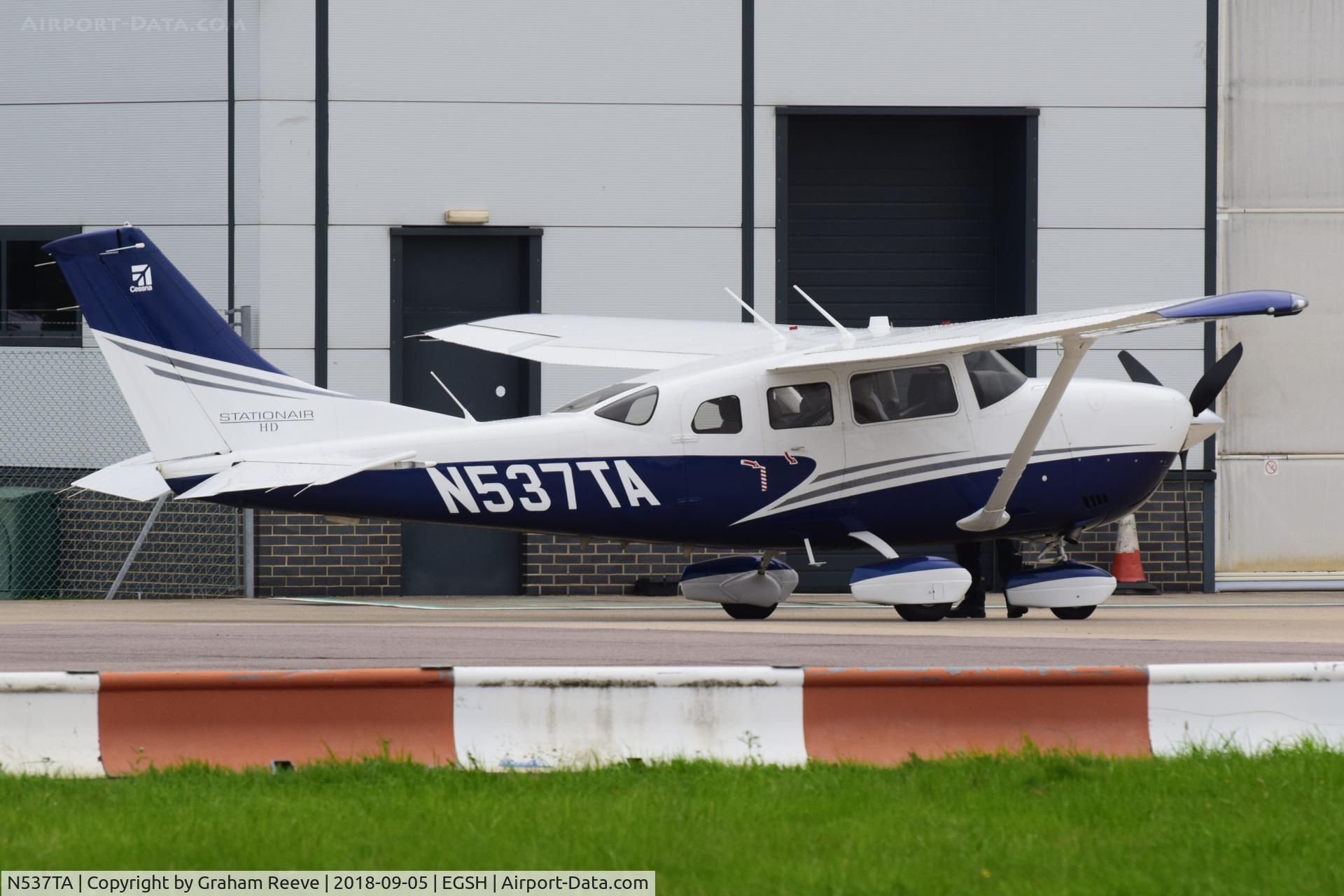N537TA, 2018 Cessna T206H Turbo Stationair C/N T20609537, Parked at Norwich.