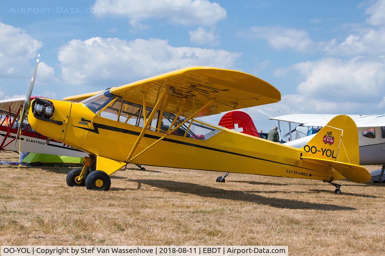 OO-YOL, 1944 Piper L-4H Grasshopper (J3C-65D) C/N 12949, at Schaffen-Diest