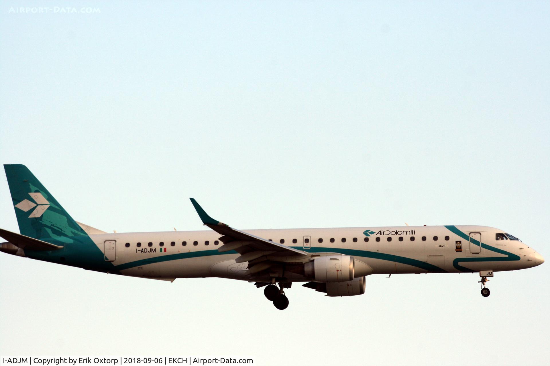 I-ADJM, 2009 Embraer 195LR (ERJ-190-200LR) C/N 19000258, I-ADJM landing rw 22L