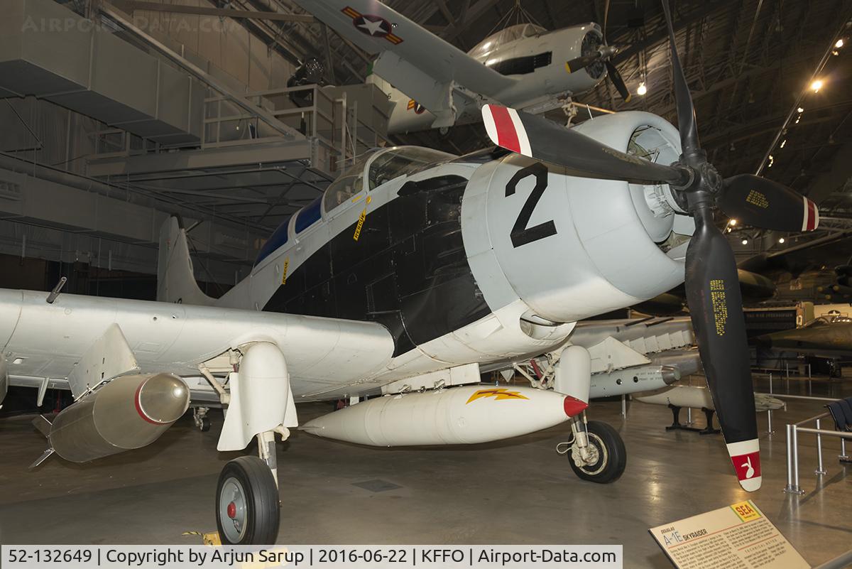 52-132649, 1952 Douglas A-1E Skyraider C/N 9506, On display at the National Museum of the U.S. Air Force.  This Skyraider of 1st Air Commando Squadron was flown by Maj. Bernard F. Fisher when he rescued a fellow pilot shot down at A Shau Valley on March 10, 1966 by landing his Spad under fire.