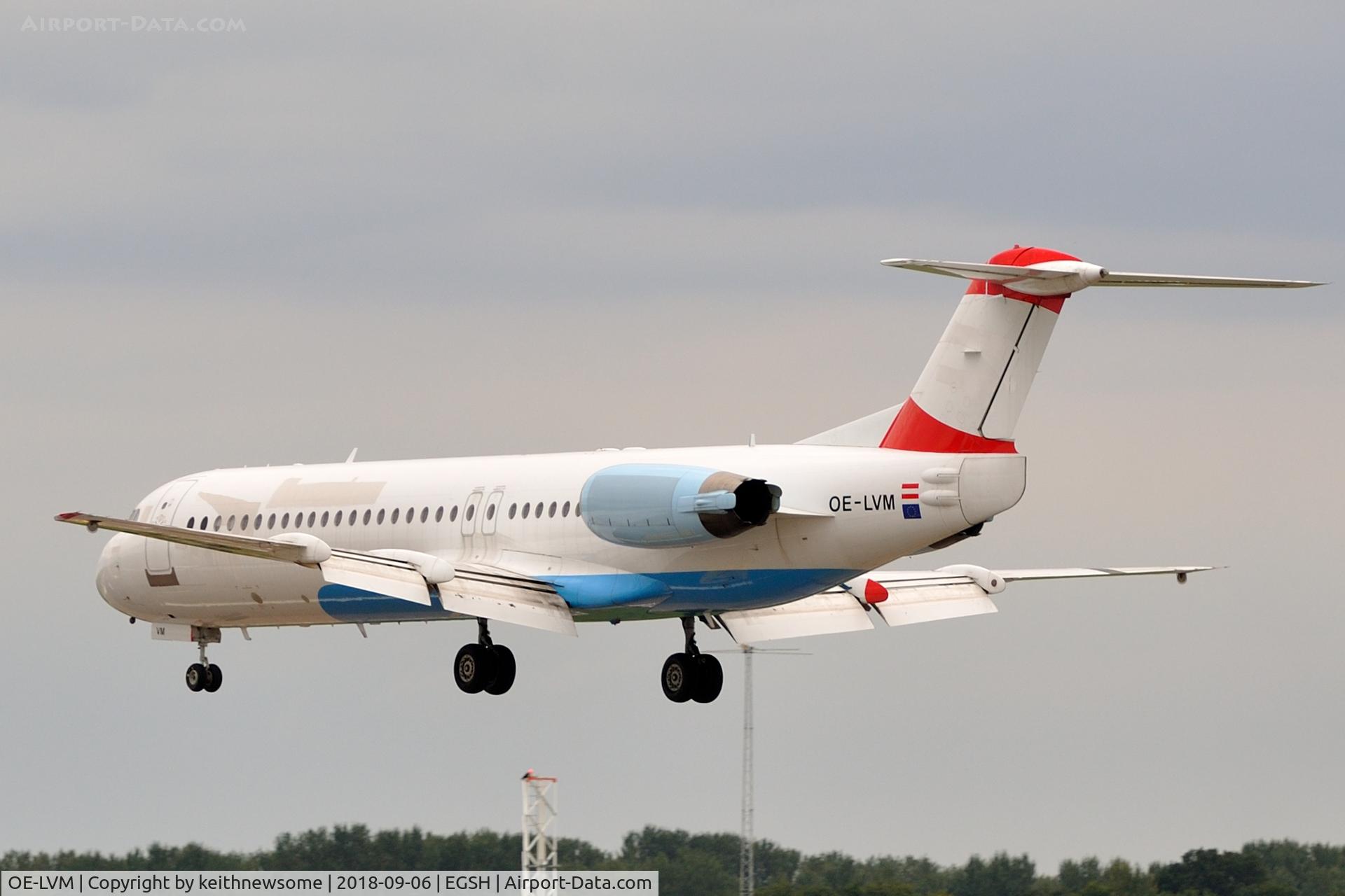 OE-LVM, 1991 Fokker F100 (F-28-0100) C/N 11361, Arriving from Bratislava.