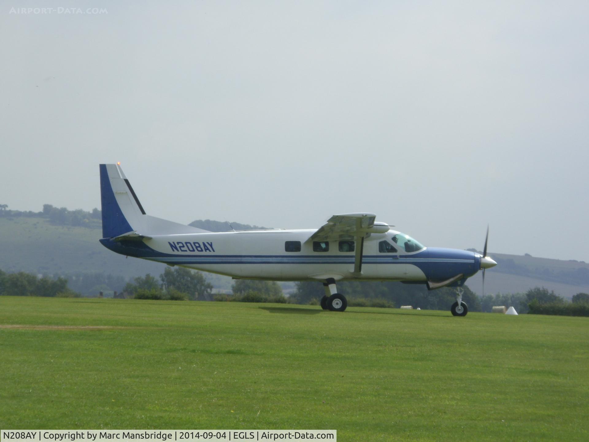 N208AY, 2005 Cessna 208B Grand Caravan C/N 208B1146, Performing skydiving flight's from Old Sarum airfield EGLS. One of the flight's was mine, 15,000ft skydive, I recommend trying it as it is amazing