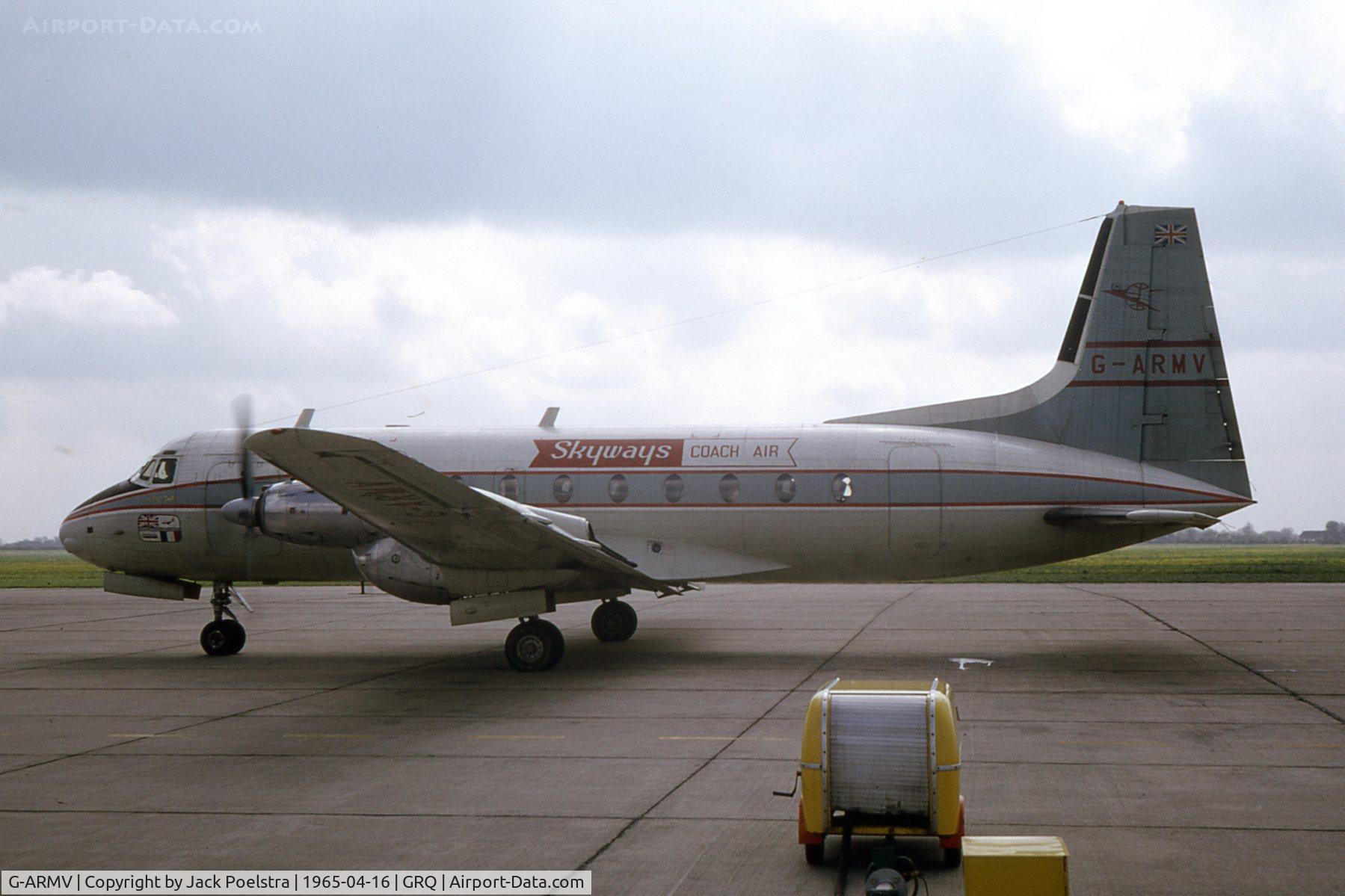 G-ARMV, 1961 Avro 748 Series 1 C/N 1536, G-ARMV of Skyways Coach-Air at Groningen airport