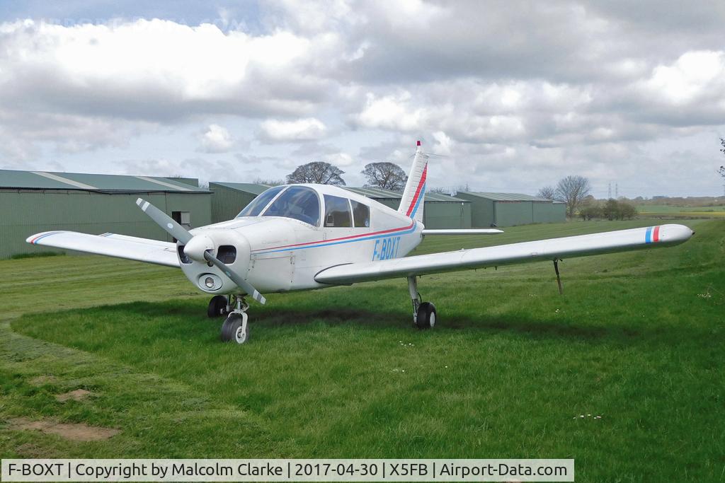 F-BOXT, Piper PA-28-140 Cherokee C/N 28-23133, Piper PA-28-140 Cherokee, a French visitor to Fishburn Airfield, UK. April 30th 2017.