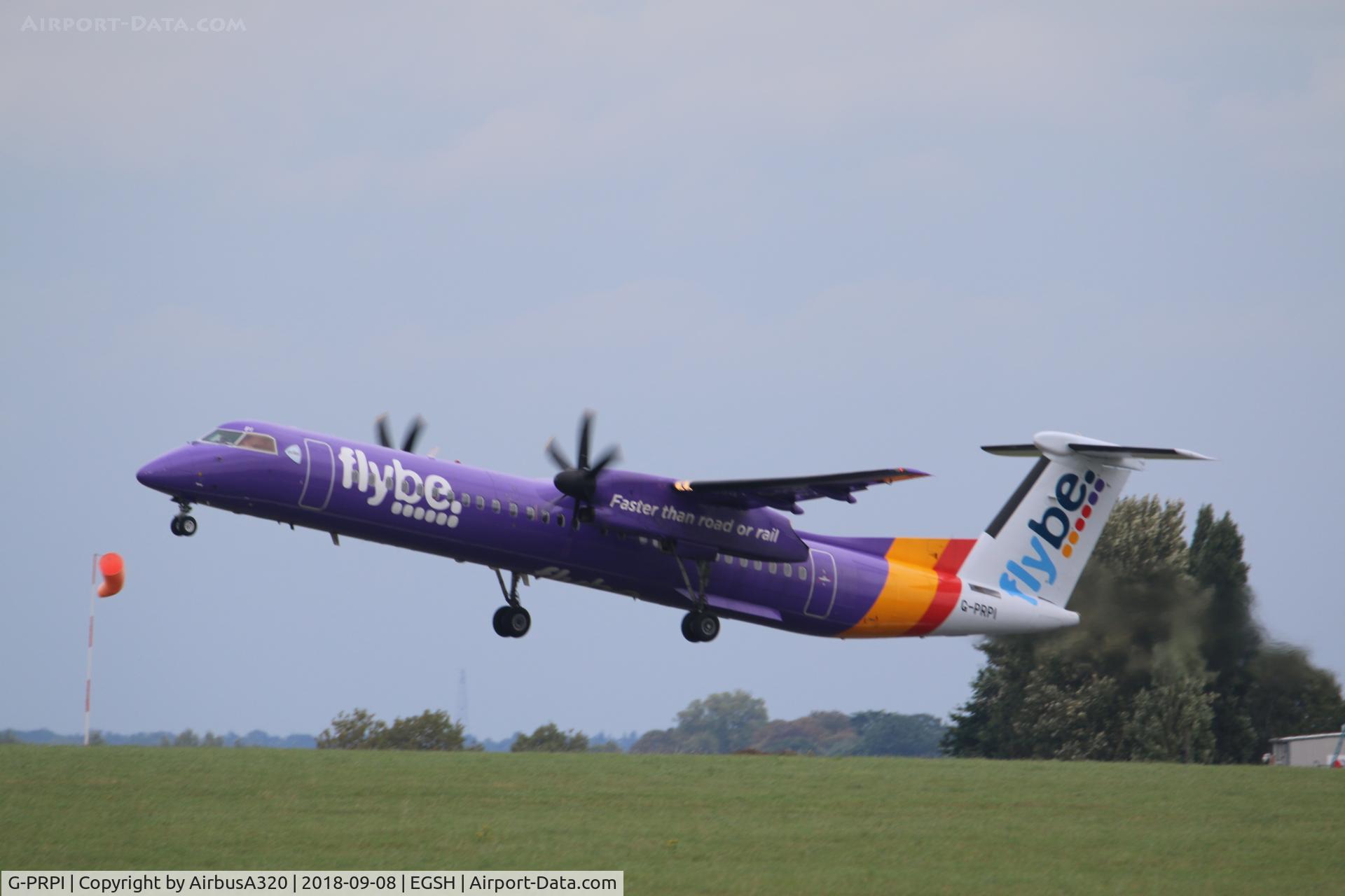 G-PRPI, 2008 Bombardier DHC-8-402 Dash 8 C/N 4204, Departing Norwich Jersey bound