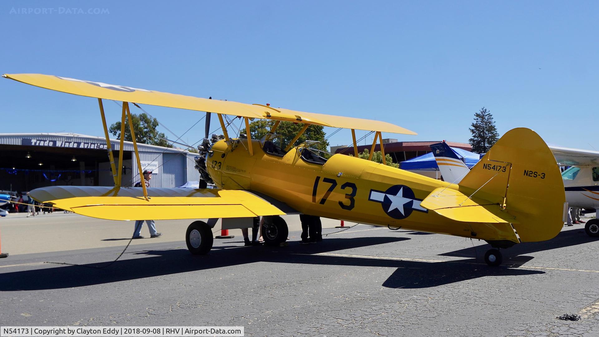 N54173, 1942 Boeing B75N1 C/N 75-6574, Reid-Hillview Airport California 2018.