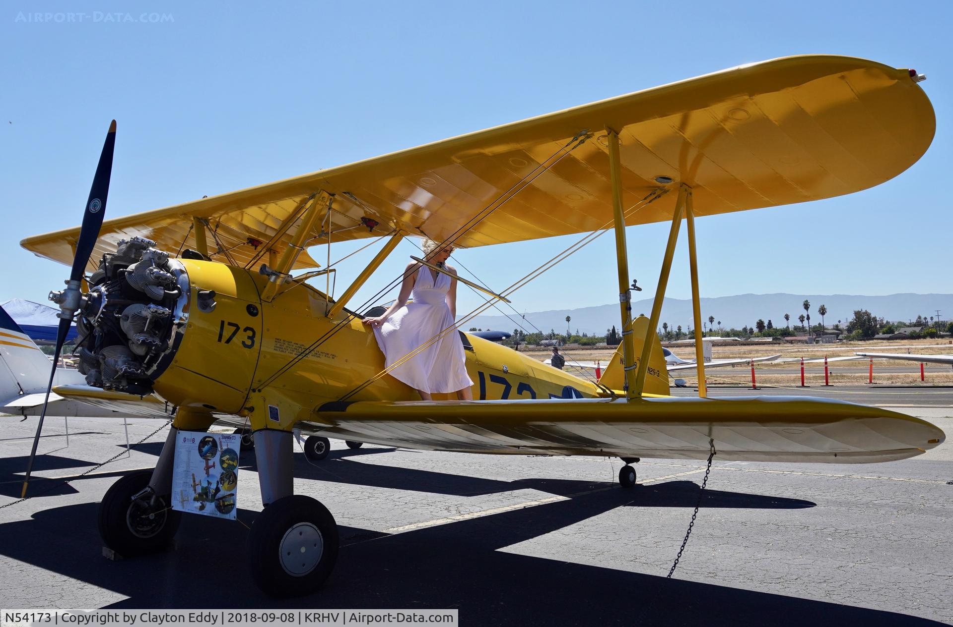 N54173, 1942 Boeing B75N1 C/N 75-6574, Reid-Hillview Airport California 2018.