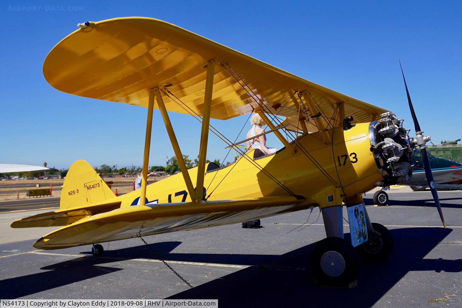 N54173, 1942 Boeing B75N1 C/N 75-6574, Reid-Hillview Airport California 2018.