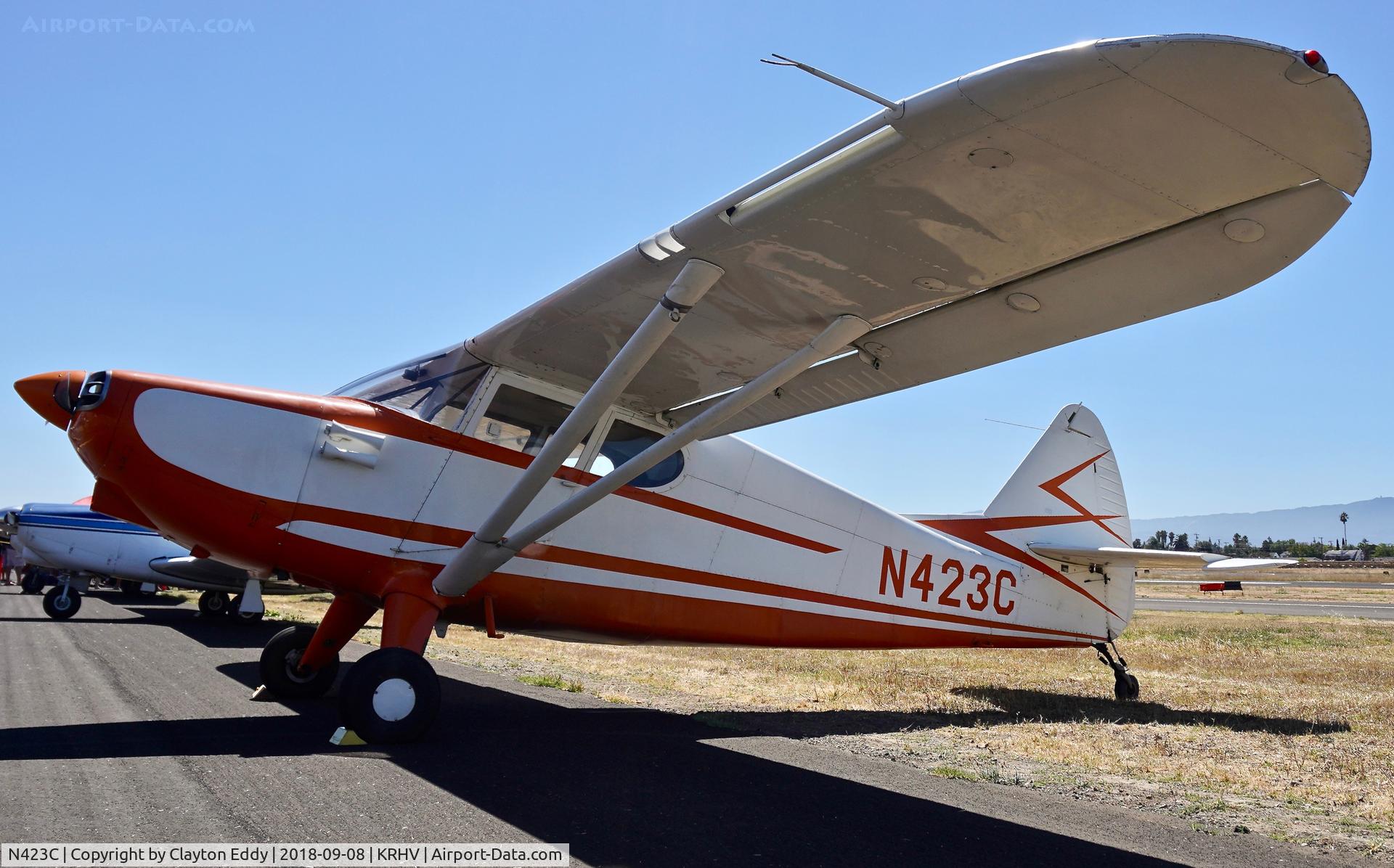 N423C, 1947 Stinson 108-2 Voyager C/N 108-3423, Reid-Hillview Airport California 2018.