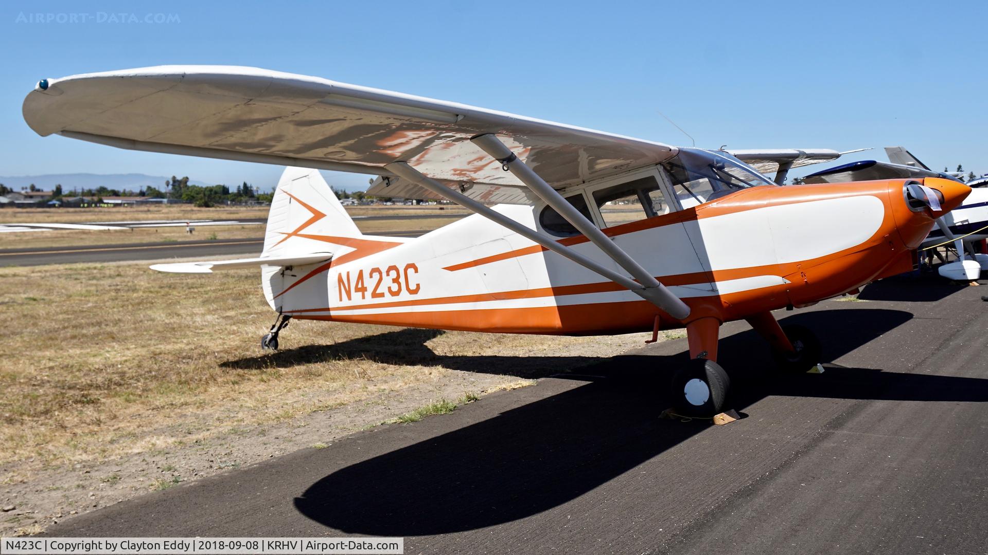 N423C, 1947 Stinson 108-2 Voyager C/N 108-3423, Reid-Hillview Airport California 2018.