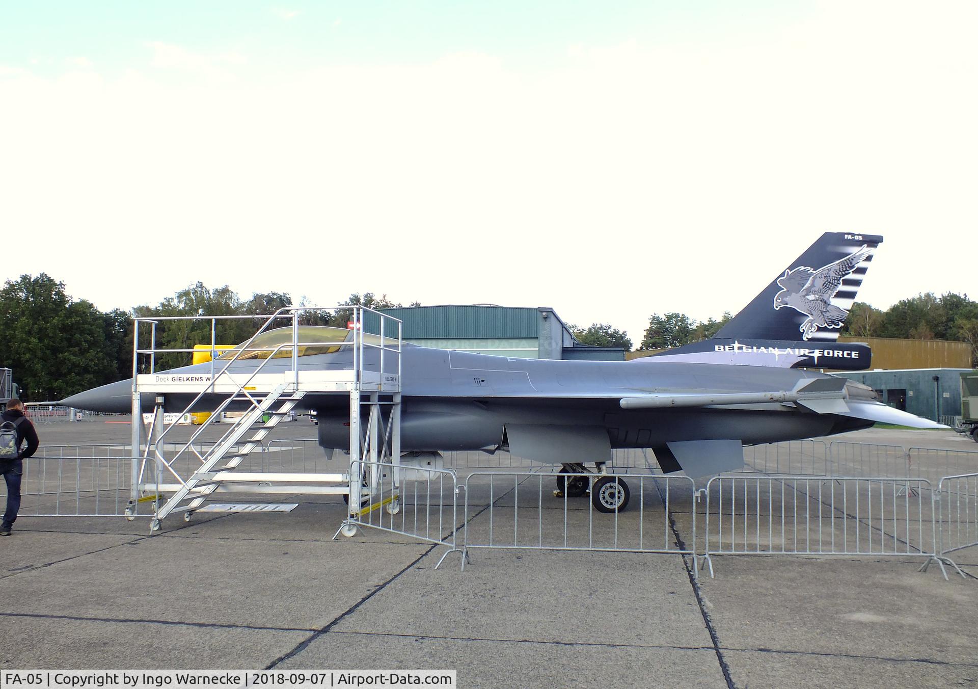 FA-05, SABCA F-16A Fighting Falcon C/N 6H-5, General Dynamics (SABCA) F-16A Fighting Falcon of the FAeB (travelling exhibit) at the 2018 BAFD spotters day at Kleine Brogel airbase
