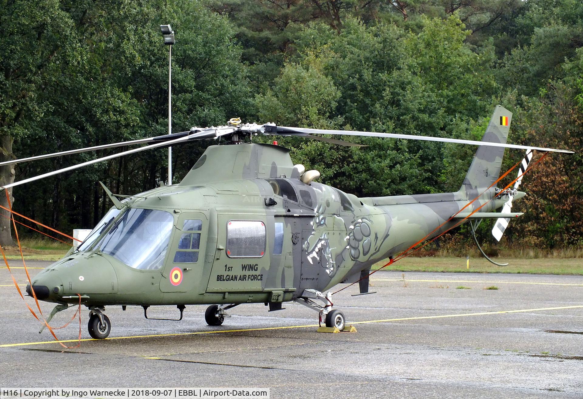 H16, 1993 Agusta A-109BA C/N 0316, Agusta A.109BA of the FAeB (Belgian Air Force) in 'Wolf' special colours at the 2018 BAFD spotters day, Kleine Brogel airbase