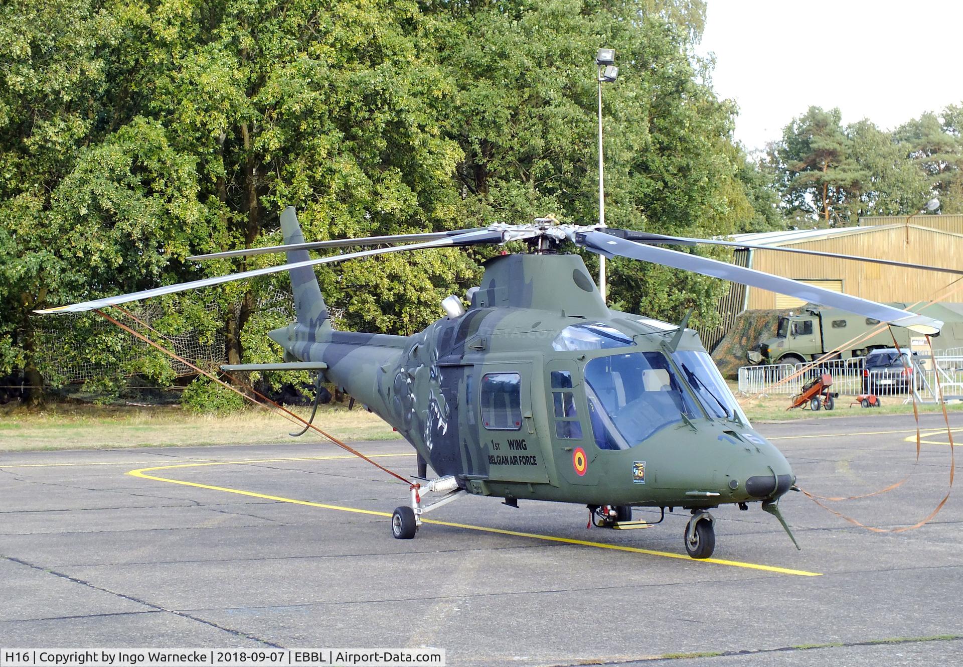 H16, 1993 Agusta A-109BA C/N 0316, Agusta A.109BA of the FAeB (Belgian Air Force) in 'Wolf' special colours at the 2018 BAFD spotters day, Kleine Brogel airbase