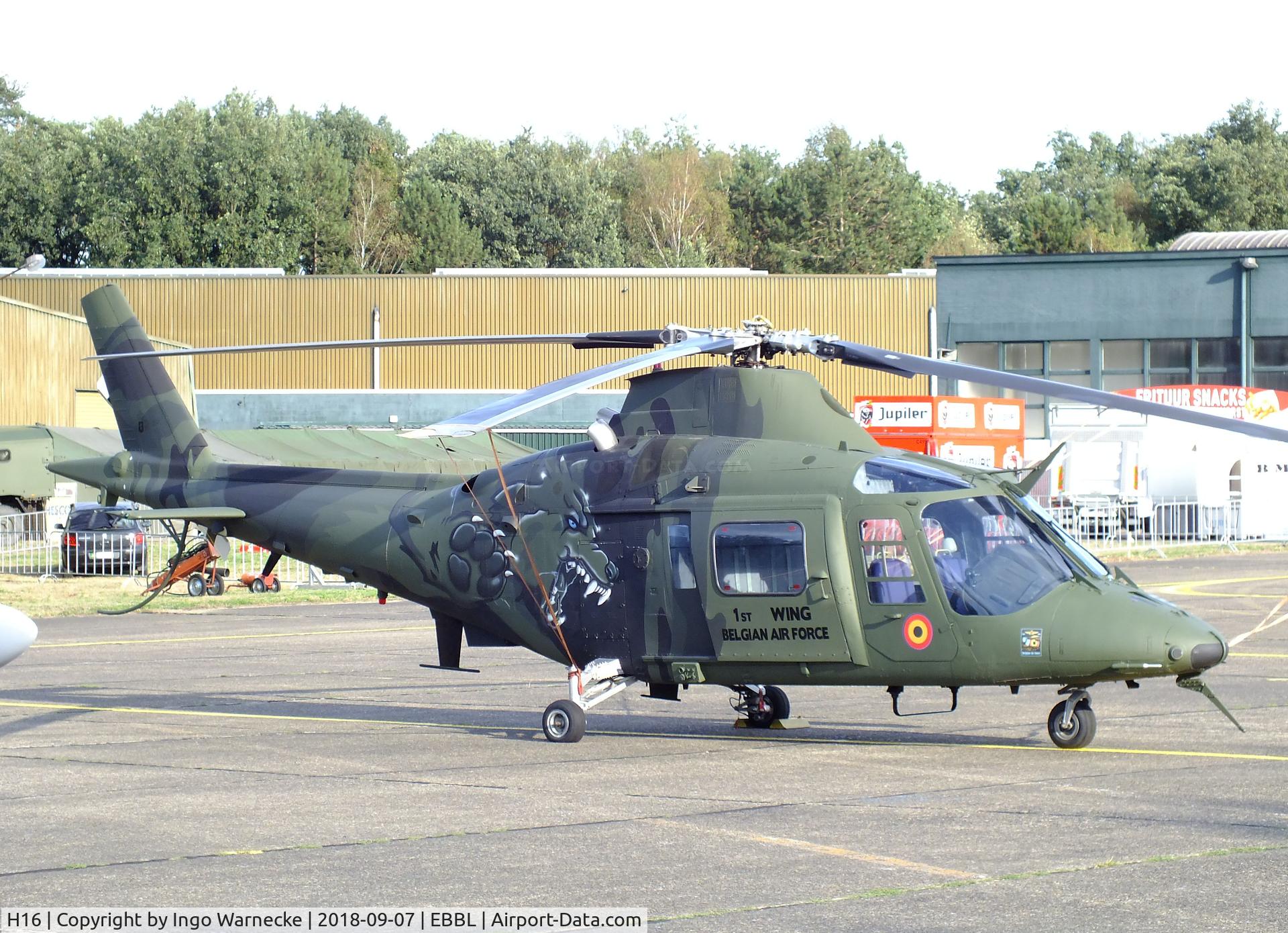 H16, 1993 Agusta A-109BA C/N 0316, Agusta A.109BA of the FAeB (Belgian Air Force) in 'Wolf' special colours at the 2018 BAFD spotters day, Kleine Brogel airbase