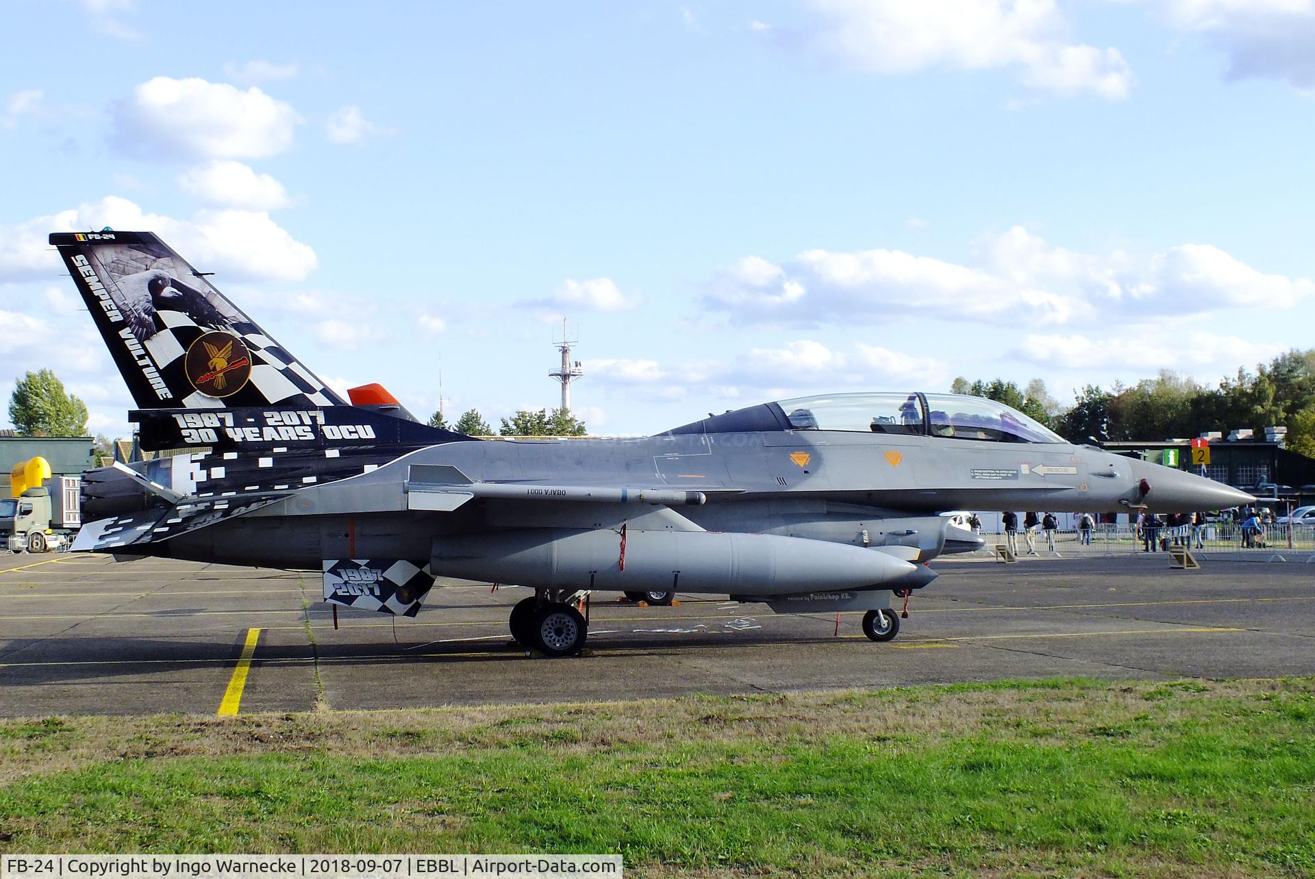 FB-24, General Dynamics F-16BM Fighting Falcon C/N 6J-24, General Dynamics F-16BM Fighting Falcon of the FAeB (Belgian Air Force) in 'Semper Vulture, 30 years OCU' special colours at the 2018 BAFD spotters day, Kleine Brogel airbase