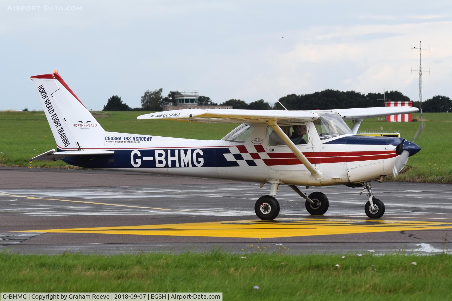 G-BHMG, 1980 Reims FA152 Aerobat C/N 0368, Departing from Norwich.
