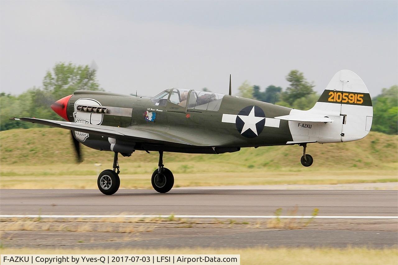 F-AZKU, 1942 Curtiss P-40N Warhawk C/N 29677, Curtiss P-40N Warhawk, Take off rwy 29, St Dizier-Robinson Air Base 113 (LFSI)