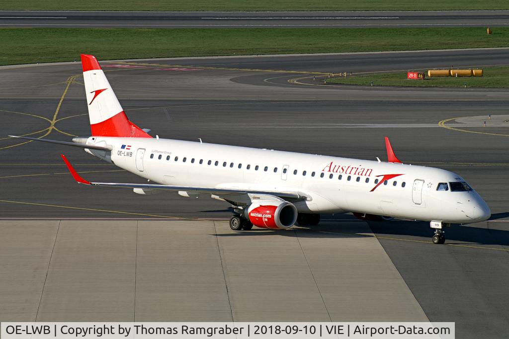 OE-LWB, 2009 Embraer 195LR (ERJ-190-200LR) C/N 19000324, Austrian Airlines Embraer 195