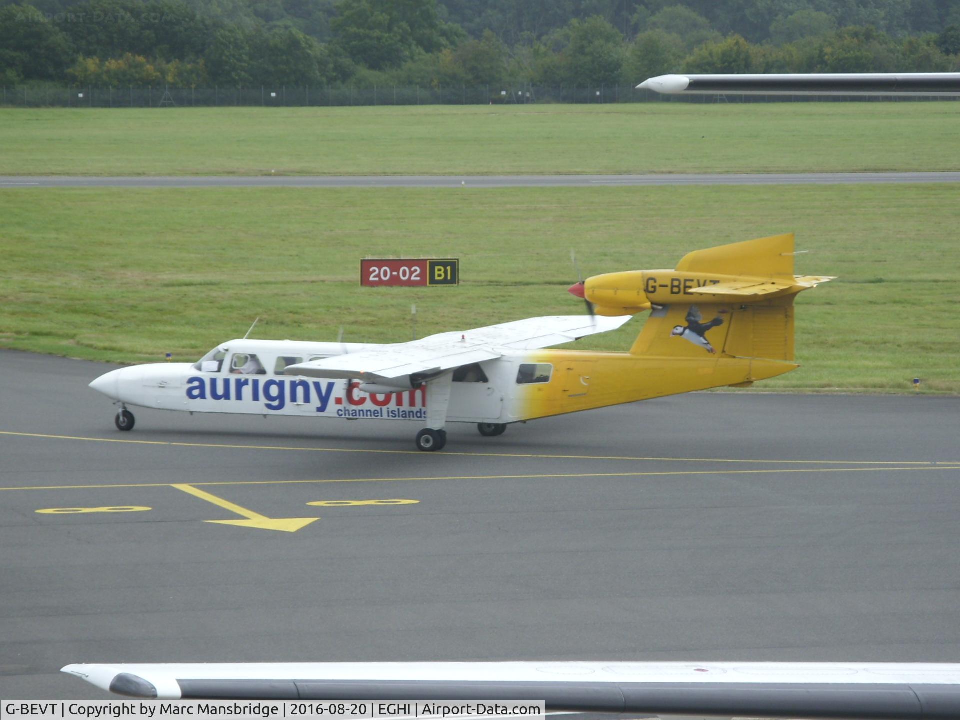 G-BEVT, 1977 Britten-Norman BN-2A Mk.III-2 Trislander C/N 1057, Taxiing for departure at Southampton airport EGHI. Photo taken from the multistory carpark