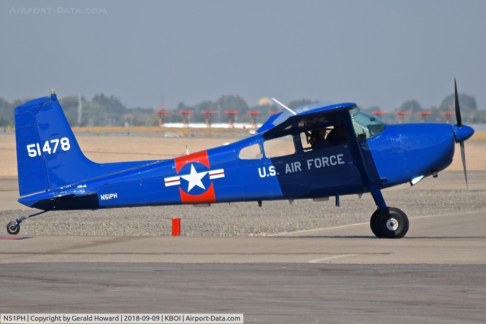 N51PH, 1964 Cessna 180H Skywagon C/N 18051478, Taxiing onto the north GA ramp.