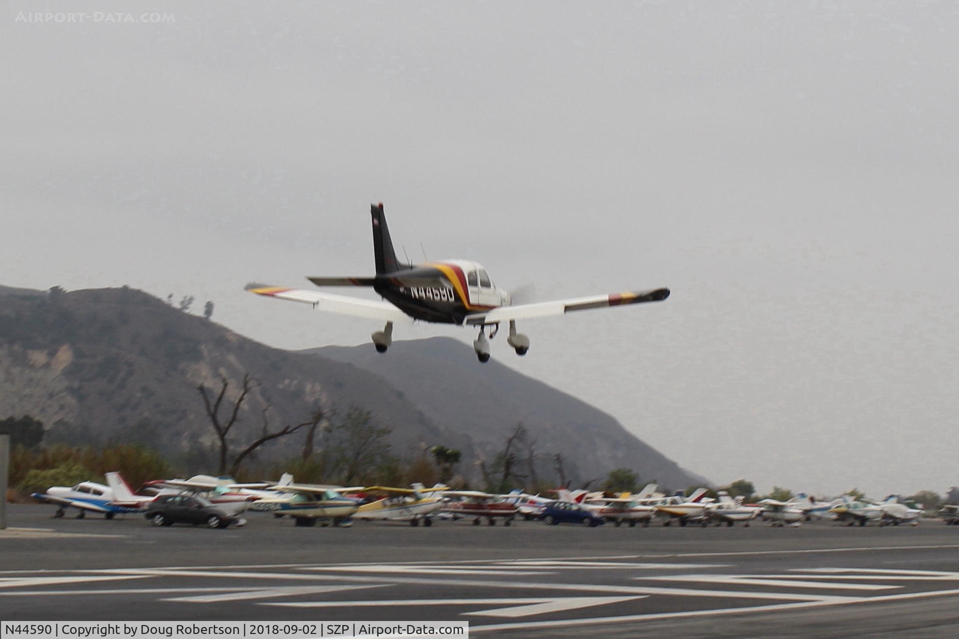 N44590, 1974 Piper PA-28-140 Cherokee Cruiser C/N 28-7425429, 1974 Piper PA-28-140 FLITELINER, Ram 160 Hp upgrade by STC, Powerflow exhaust mod by STC, on final Rwy 22