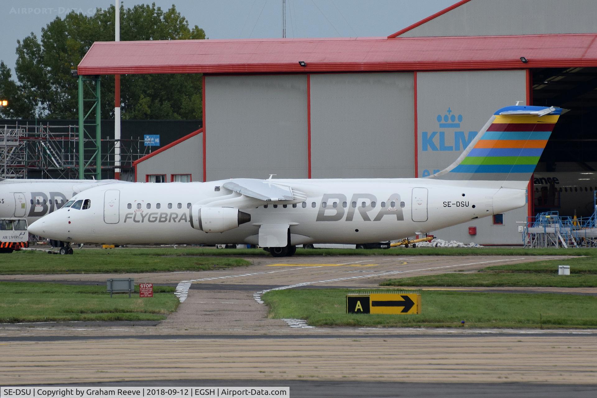 SE-DSU, 1994 British Aerospace Avro 146-RJ100 C/N E3248, Just out of the spray shop.