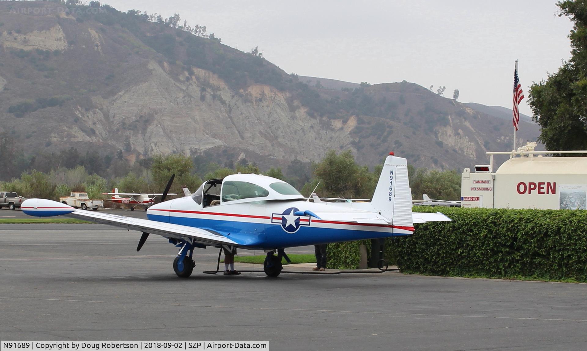N91689, 1946 North American Navion (NA-145) C/N NAV-4-431, 1946 North American NAVION, Continental E225 upgrade, at Fuel Dock