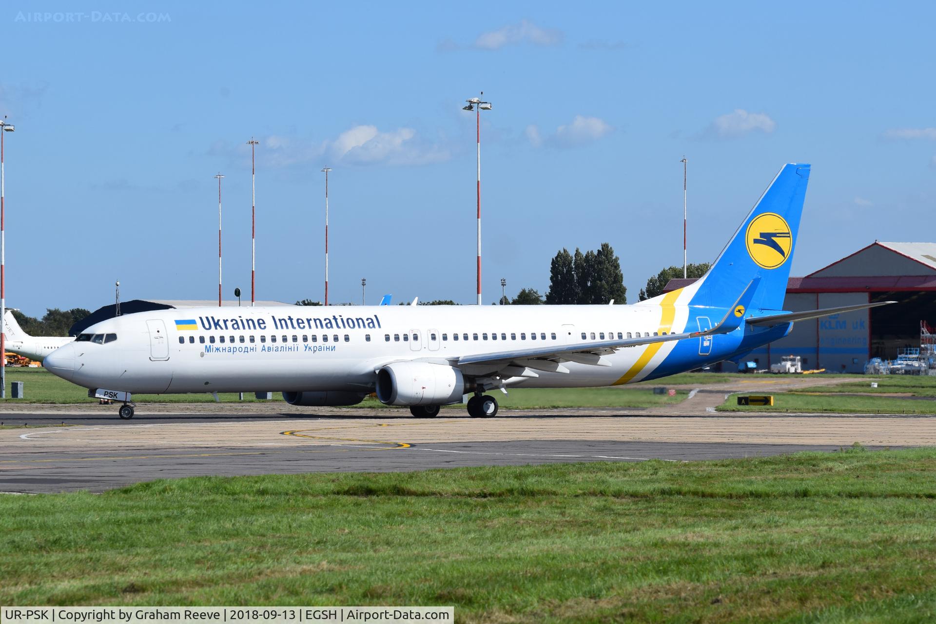 UR-PSK, 2009 Boeing 737-94X/ER C/N 36086, Departing from Norwich.