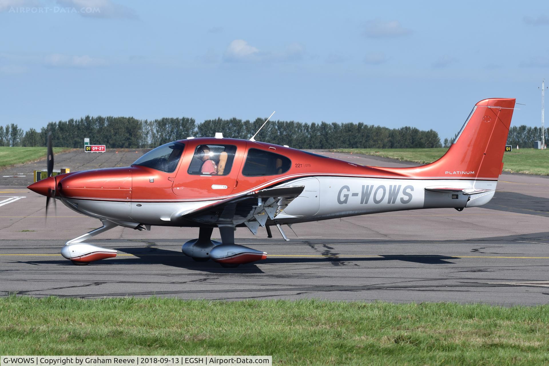 G-WOWS, 2018 Cirrus SR22T C/N 1712, Just landed at Norwich.