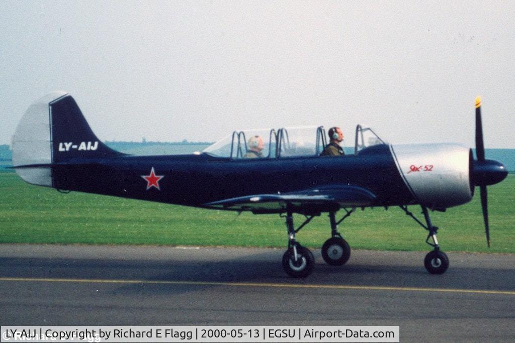 LY-AIJ, 1983 Bacau Yak-52 C/N 833707, Duxford on 13May 2000