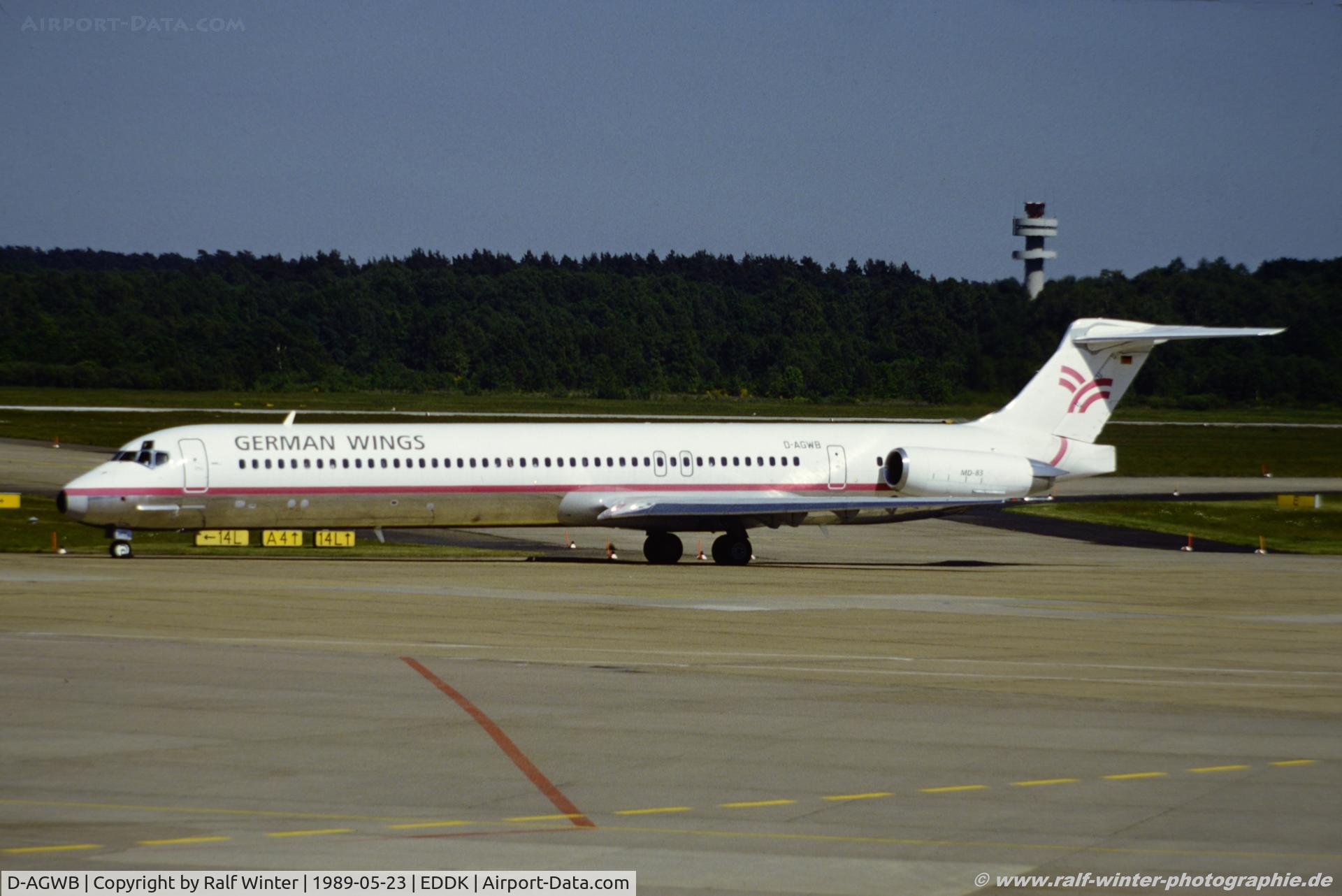 D-AGWB, 1989 McDonnell Douglas MD-83 (DC-9-83) C/N 49846, McDonnell Douglas MD-83 - PW KFK German Wings - 49846 - D-AGWB - 23.05.1989 - CGN