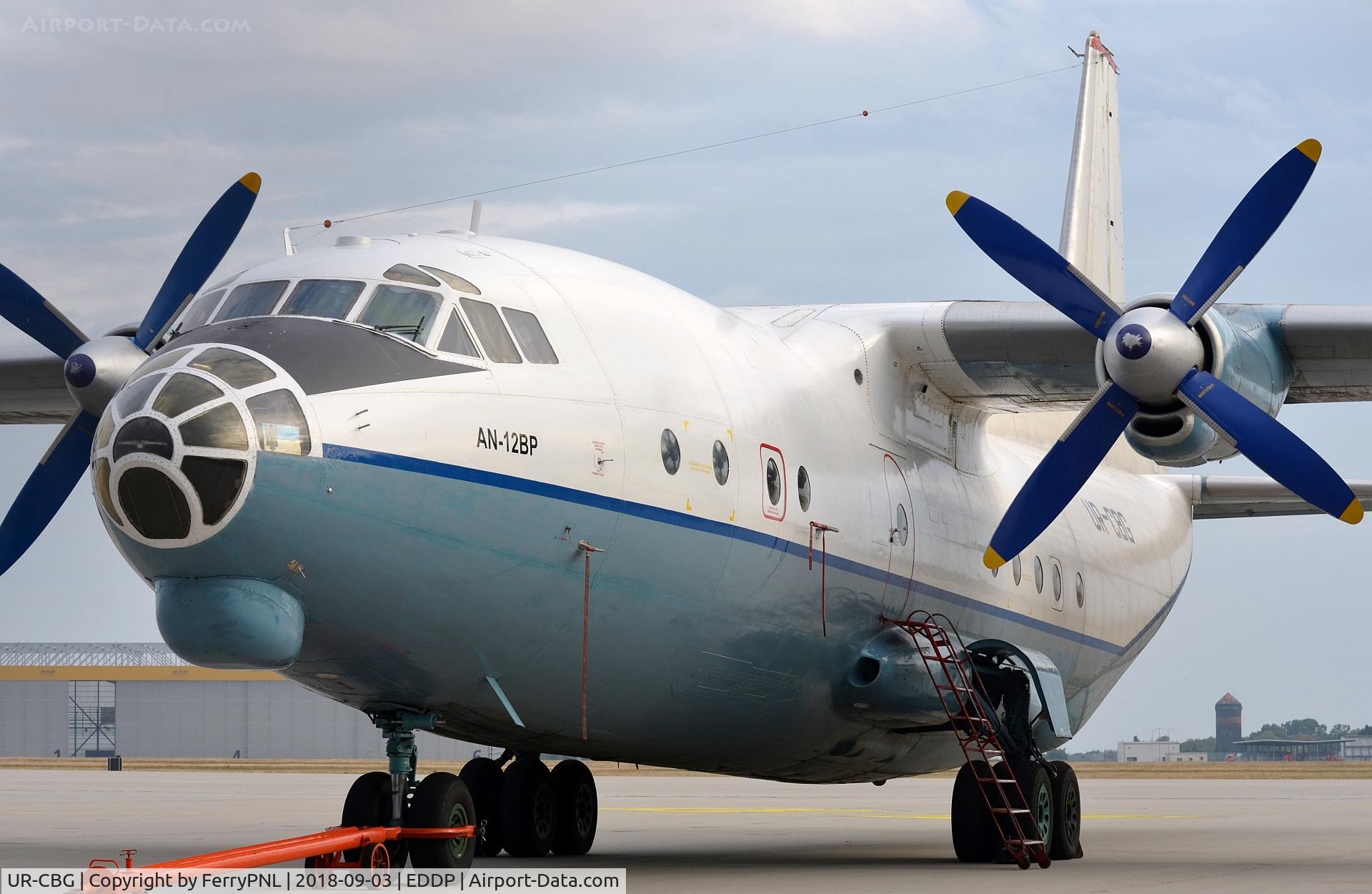 UR-CBG, 1966 Antonov An-12BK C/N 6343705, AeroVis AN12 on the tarmac in Leipzig