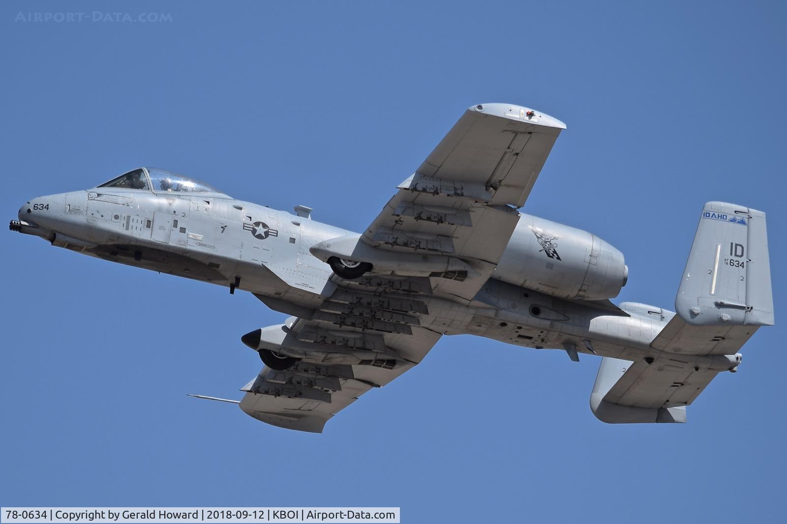 78-0634, 1978 Fairchild Republic A-10C Thunderbolt II C/N A10-0254, Departing BOI. 190th Fighter Sq., 124th Fighter Wing, Idaho ANG.
