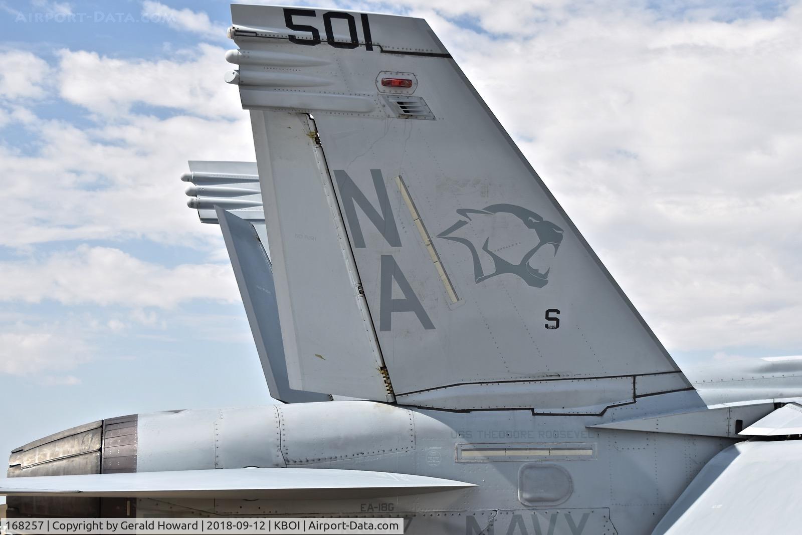 168257, Boeing EA-18G Growler C/N G-39, Parked on the north GA ramp. VAQ-139 