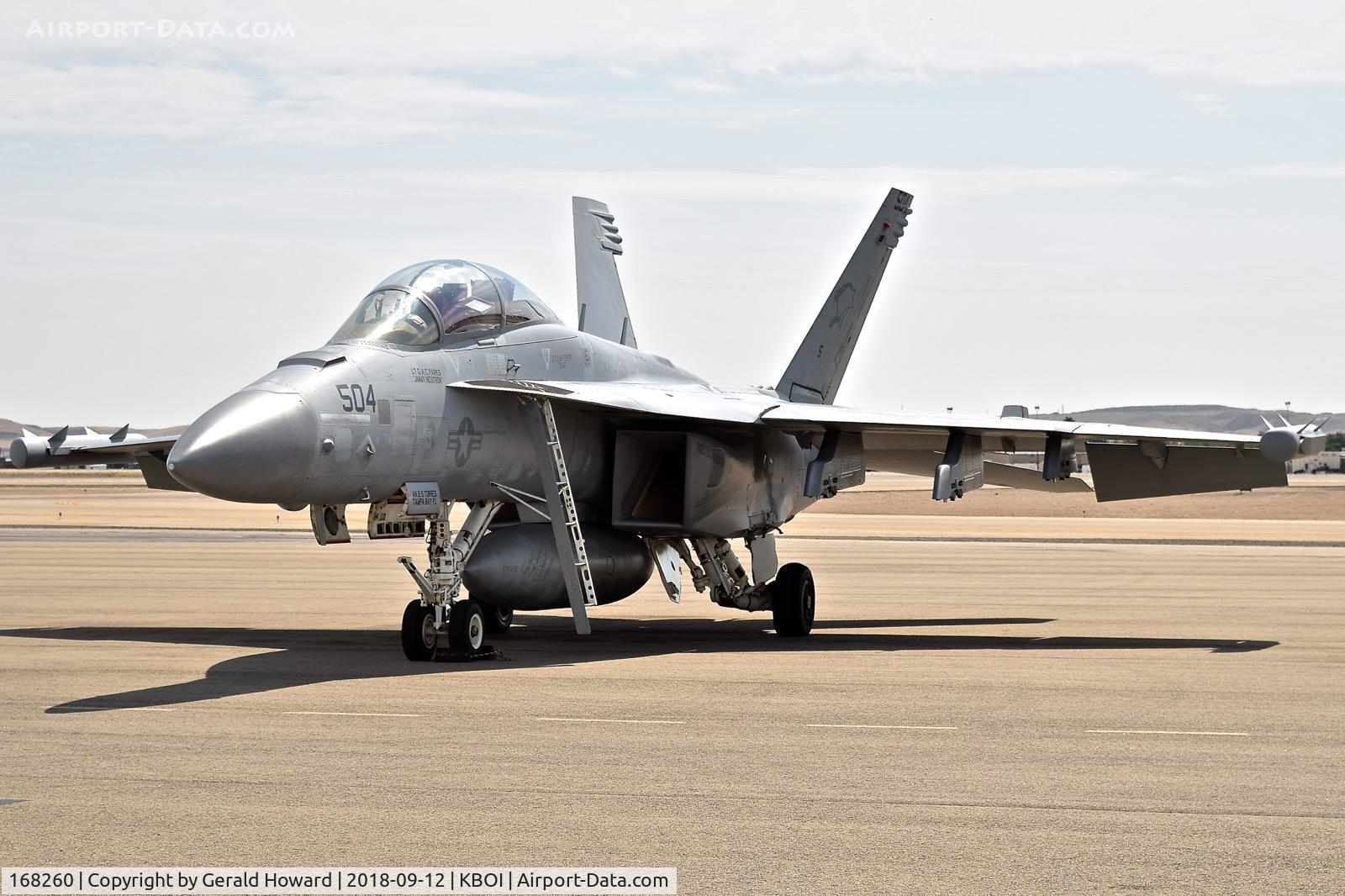 168260, Boeing EA-18G Growler C/N G-42, Parked on the north GA ramp. VAQ-139 