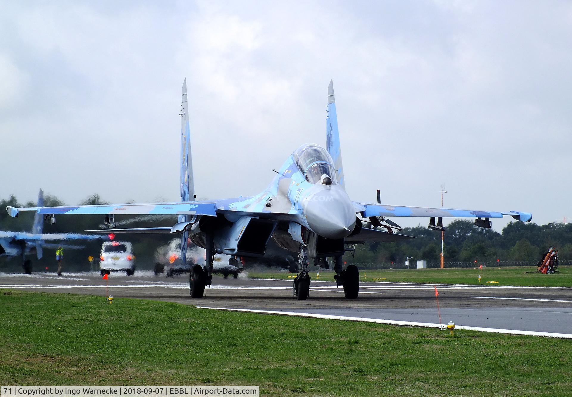 71, Sukhoi Su-27UBM1 C/N 96310424043, Sukhoi Su-27UBM1 FLANKER-C of the Ukrainian AF at the 2018 BAFD spotters day, Kleine Brogel airbase