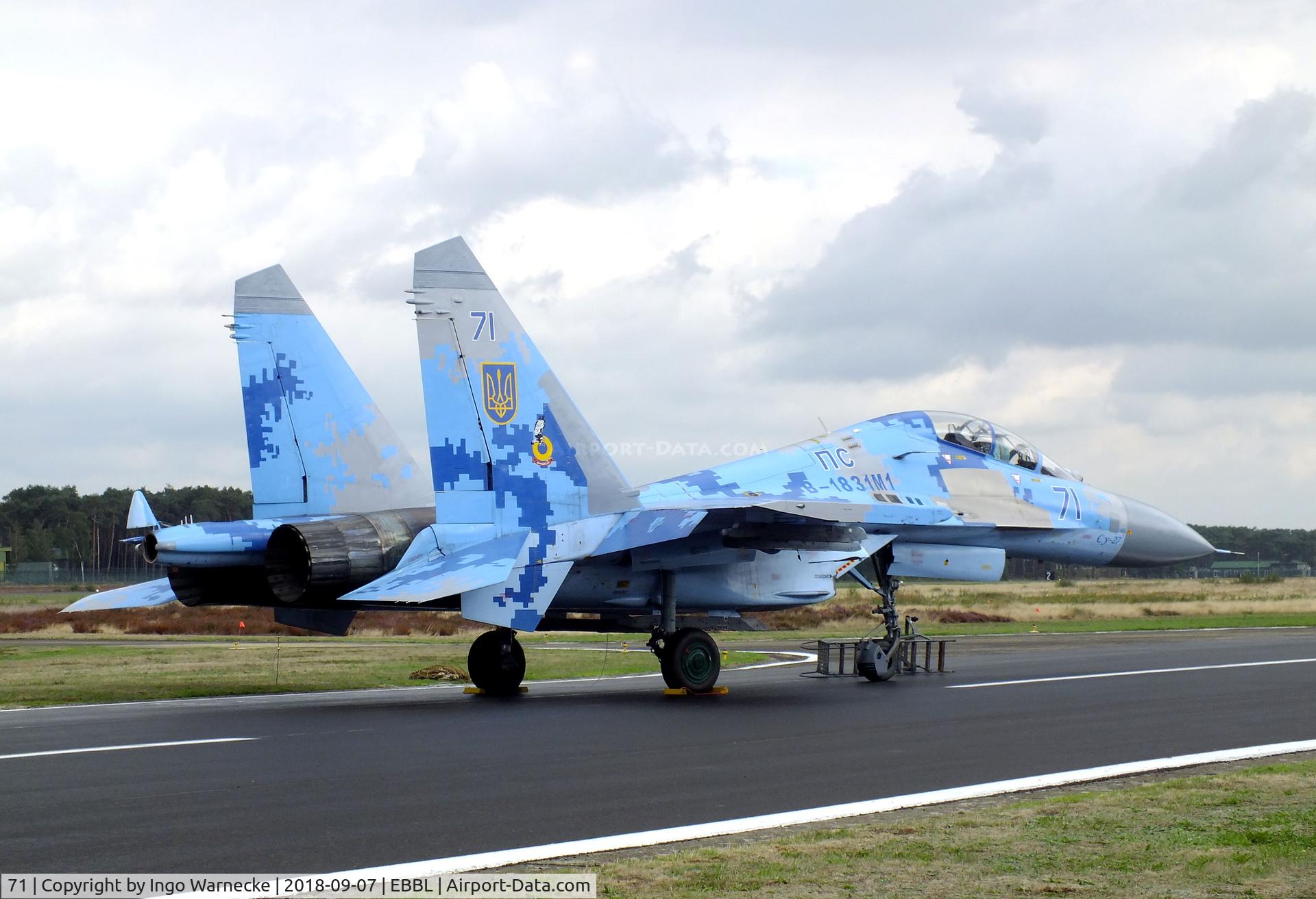 71, Sukhoi Su-27UBM1 C/N 96310424043, Sukhoi Su-27UBM1 FLANKER-C of the Ukrainian AF at the 2018 BAFD spotters day, Kleine Brogel airbase
