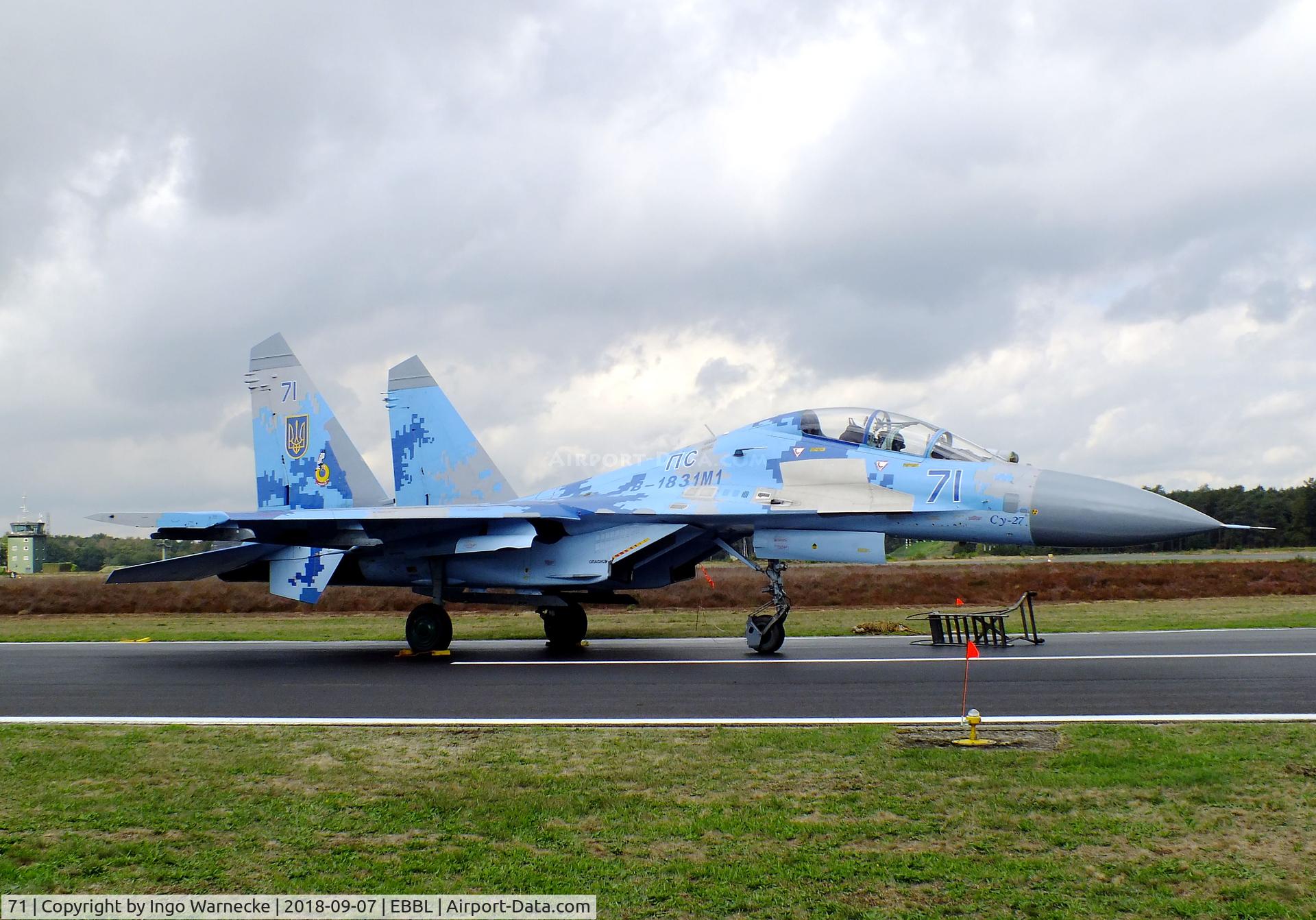 71, Sukhoi Su-27UBM1 C/N 96310424043, Sukhoi Su-27UBM1 FLANKER-C of the Ukrainian AF at the 2018 BAFD spotters day, Kleine Brogel airbase