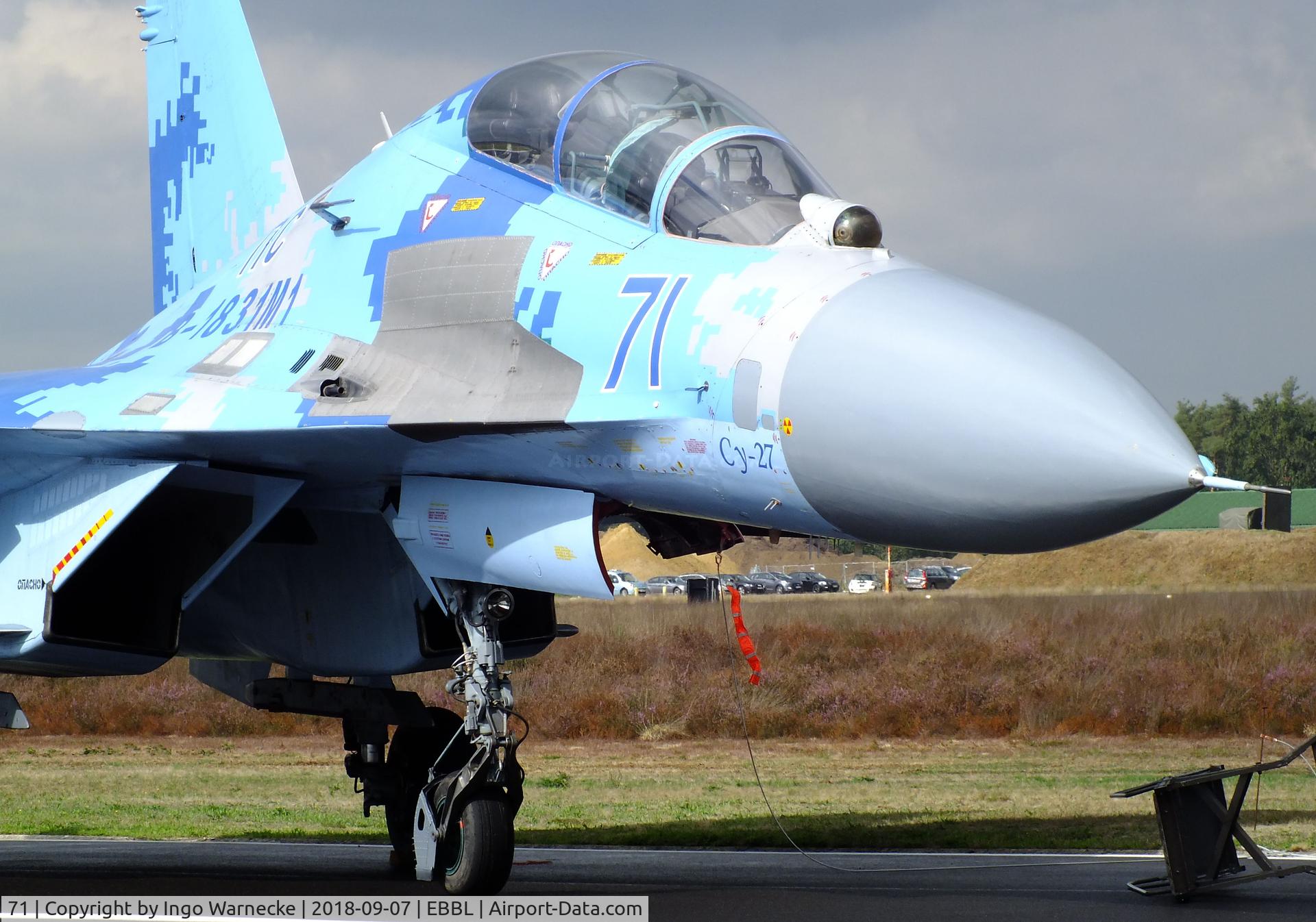 71, Sukhoi Su-27UBM1 C/N 96310424043, Sukhoi Su-27UBM1 FLANKER-C of the Ukrainian AF at the 2018 BAFD spotters day, Kleine Brogel airbase