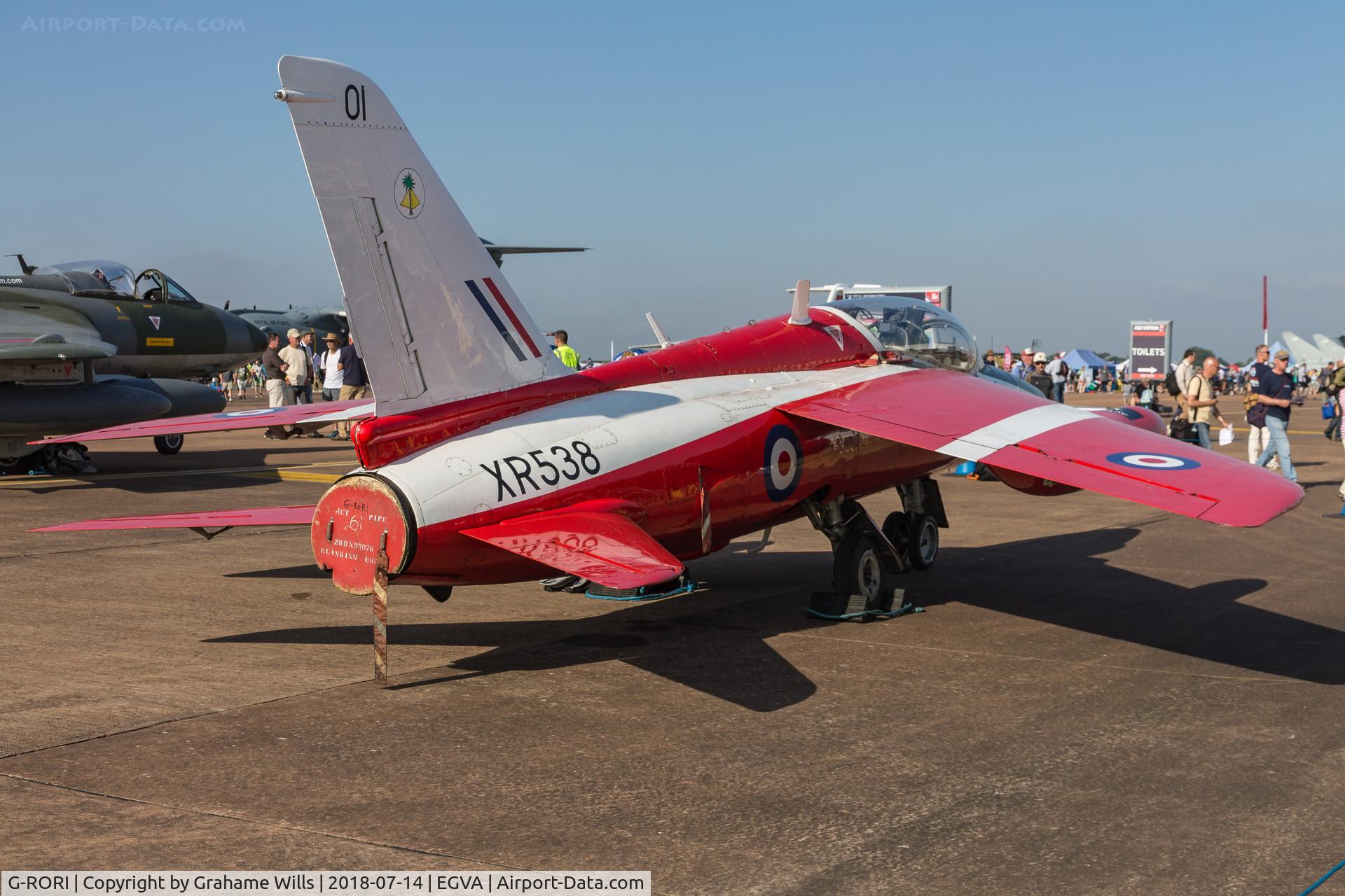 G-RORI, 1963 Hawker Siddeley Gnat T.1 C/N FL549, HS Gnat T1 XR538 (G-RORI) Gnat Display Team, Fairford 14/7/18