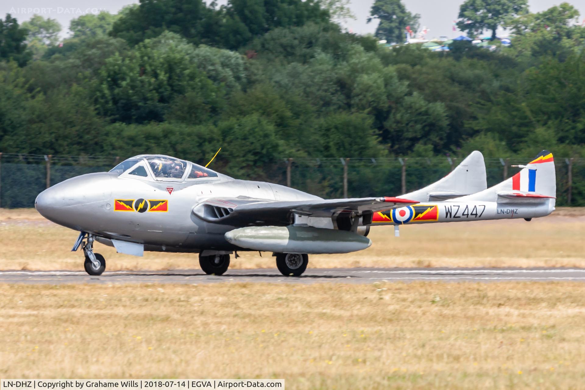 LN-DHZ, 1959 De Havilland (F+W Emmen) Vampire T55 (DH-115) C/N 990, De Havilland Vampire T55 WZ447 (LN-DHZ) Norwegian AF Historical Sqd, Fairford 14/7/18